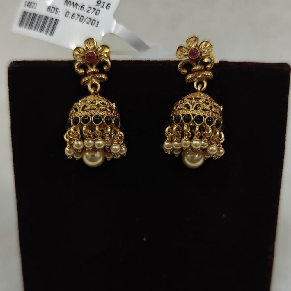 Traditional Pearl Gold Jhumkas