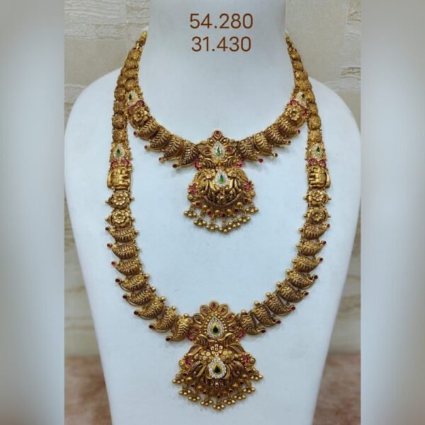 Divine Lakshmi Temple Gold Haram Set