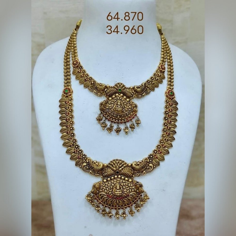 Traditional Temple Design Gold Haram Set