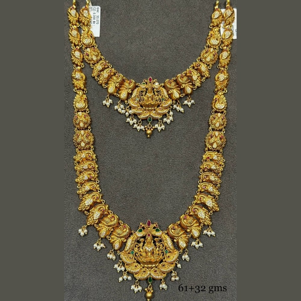 Trendy Gold Haram Necklace Set