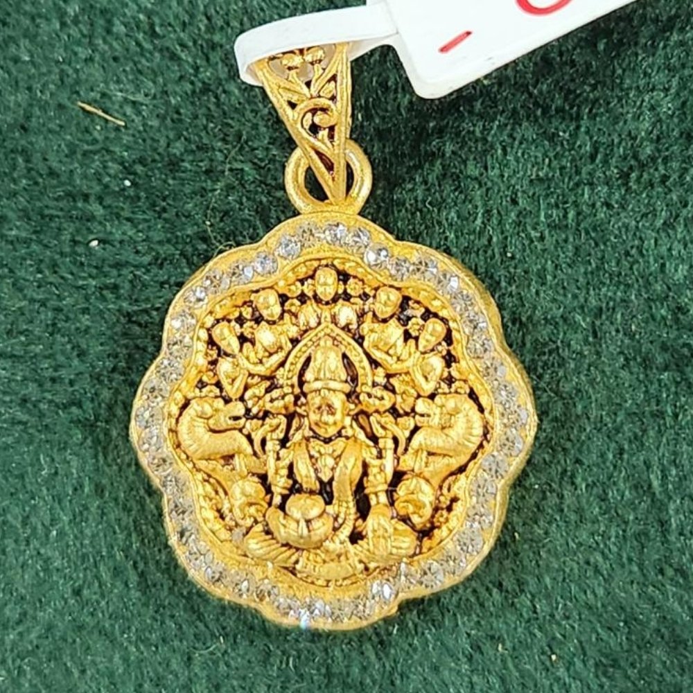 Gold Pendant with Sacred Figure and Gemstone