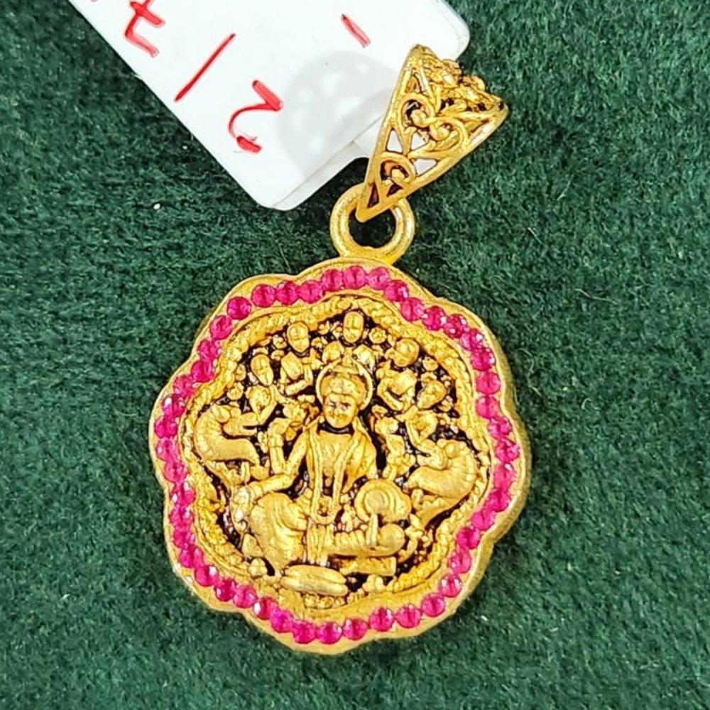 Gold Pendant with Divine Symbol and Gemstone